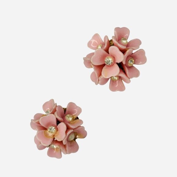 Vintage Light Pink Pop Art Flower Clip-On Earrings 1"  Retro Statement - Picture 3 of 8